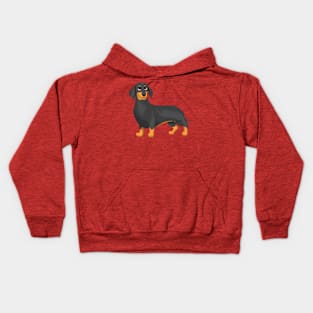 Black & Tan Smooth Dachshund Dog Kids Hoodie